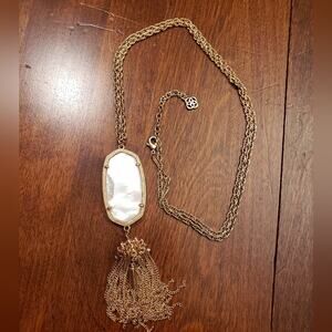 Kendra Scott Rayne Mother of Pearl pendant‎ rose gold 30" chain